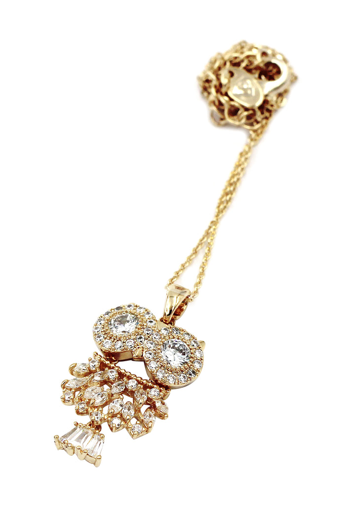 gold pendant owl necklace earrings set