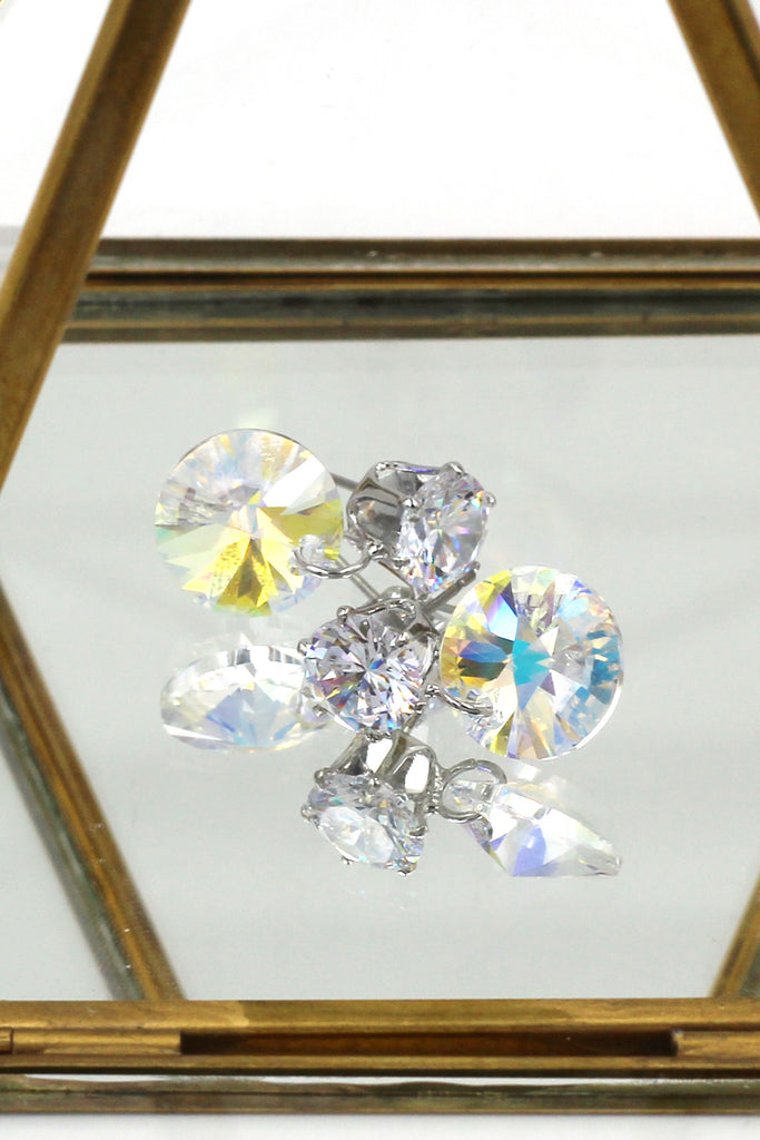 fashion swarovski circle crystal silver earrings