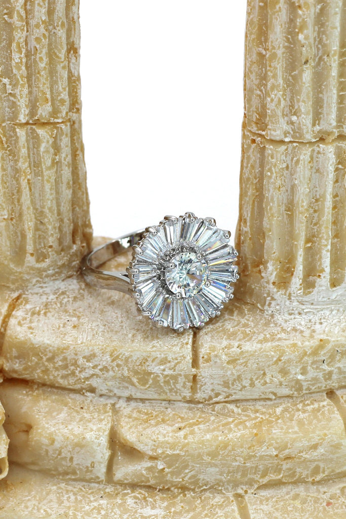small sun flower crystal earring ring set