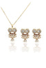 gold pendant owl necklace earrings set