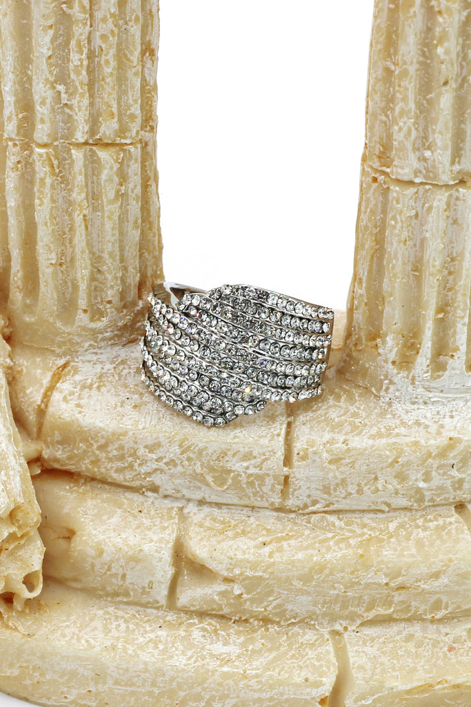 fashion micro-set full small crystal silver ring