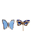 simple colorful crystal butterfly earrings