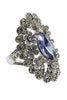 noble color crystal flowers silver ring