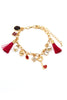 fashion heart-shaped key and tassel golden bracelet