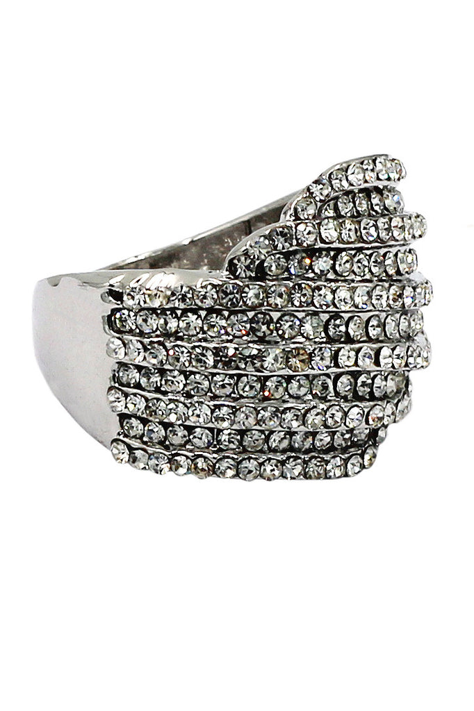 fashion micro-set full small crystal silver ring