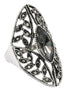 noble black crystal silver ring