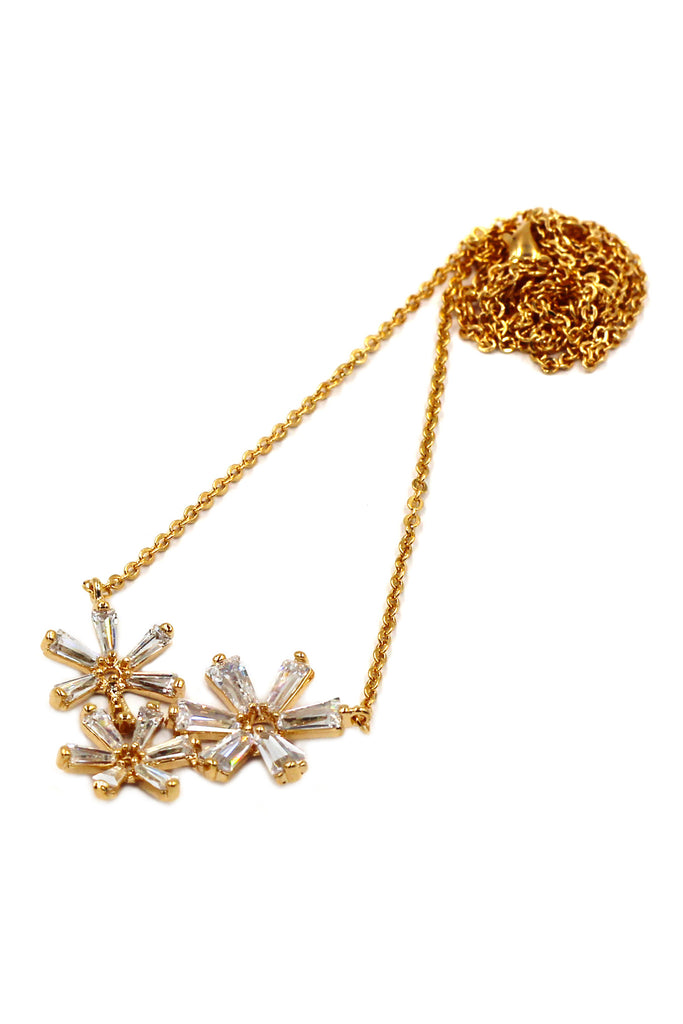 simple flowers crystal necklace earrings set