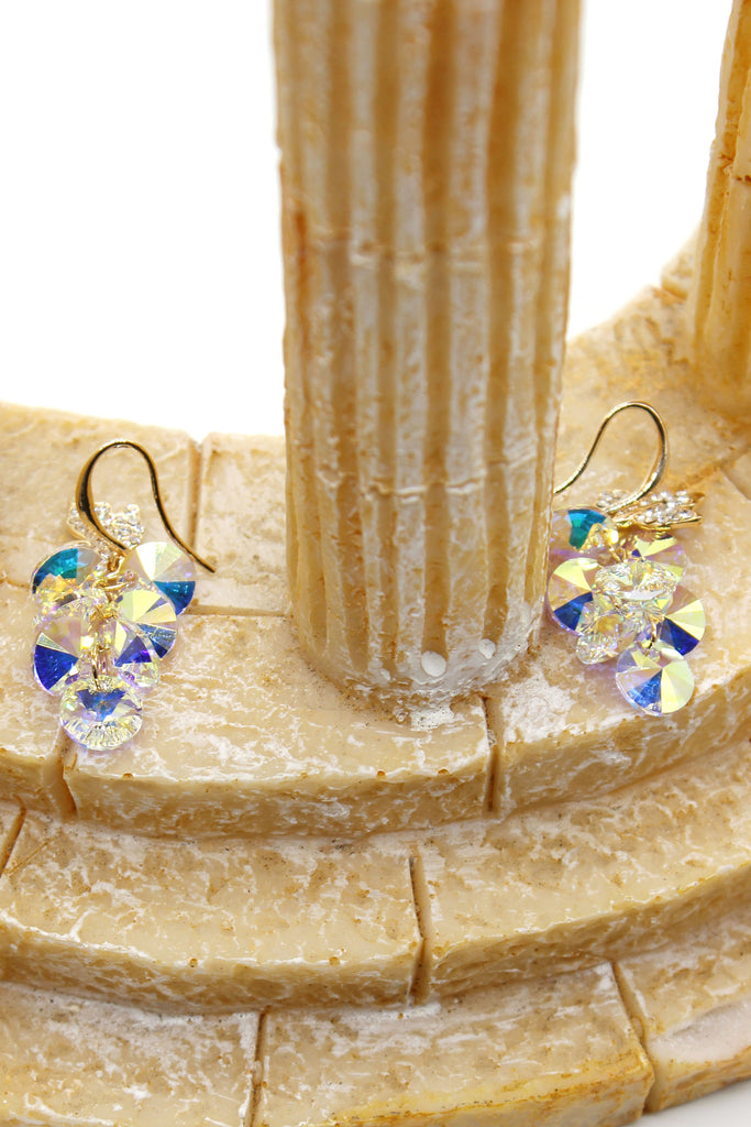lady swarovski crystal foliage earrings
