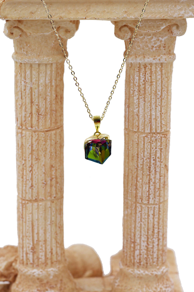 fashion colorful square crystal necklace