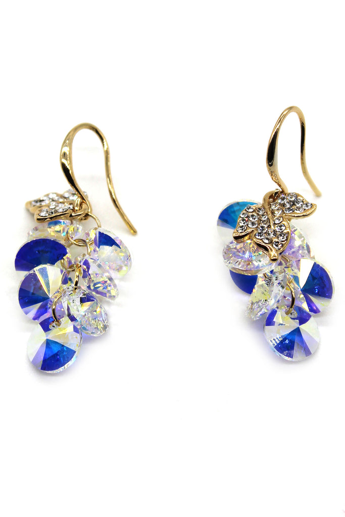 lady swarovski crystal foliage earrings