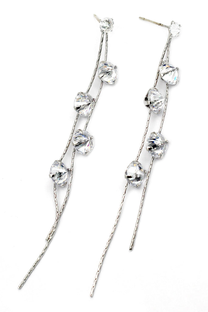 fashion crystal double wire earrings