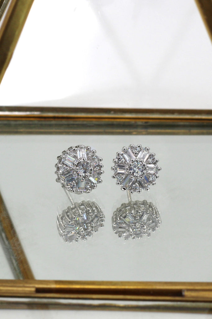 round shiny crystal earrings ring set