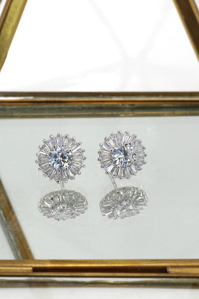 simple shiny crystal earring ring set