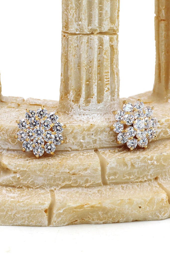 noble golden crystal flower earrings