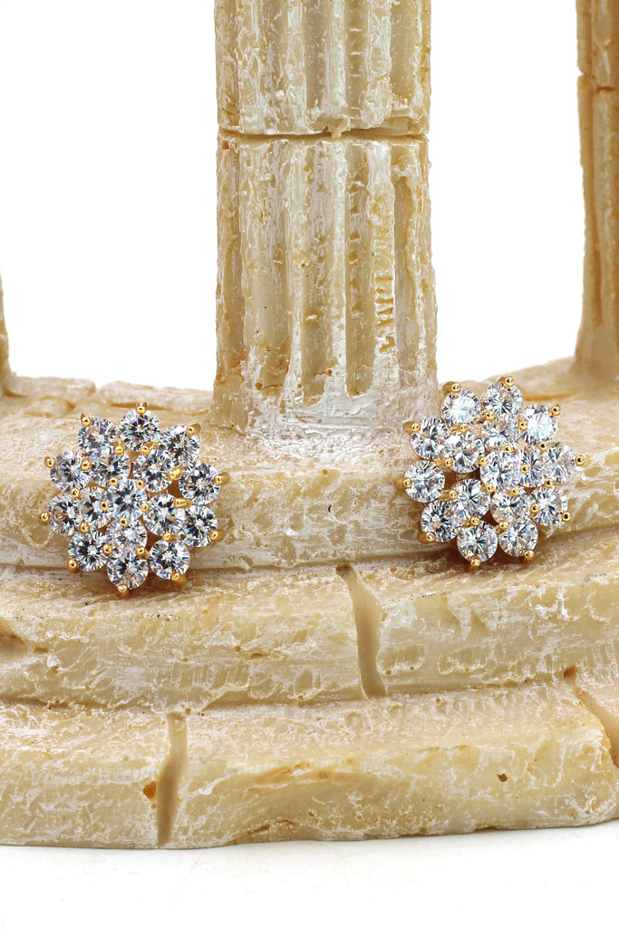 noble golden crystal flower earrings