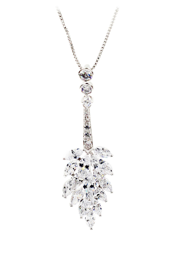fashion crystal tassel silver necklace earring set
