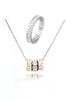 fashion lined crystal ring necklace set