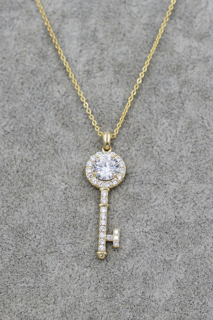 simple crystal key pendant necklace