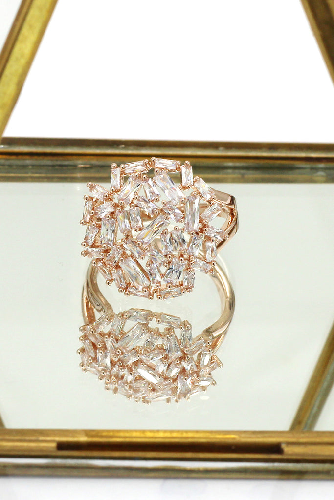 fashion small square crystal ring