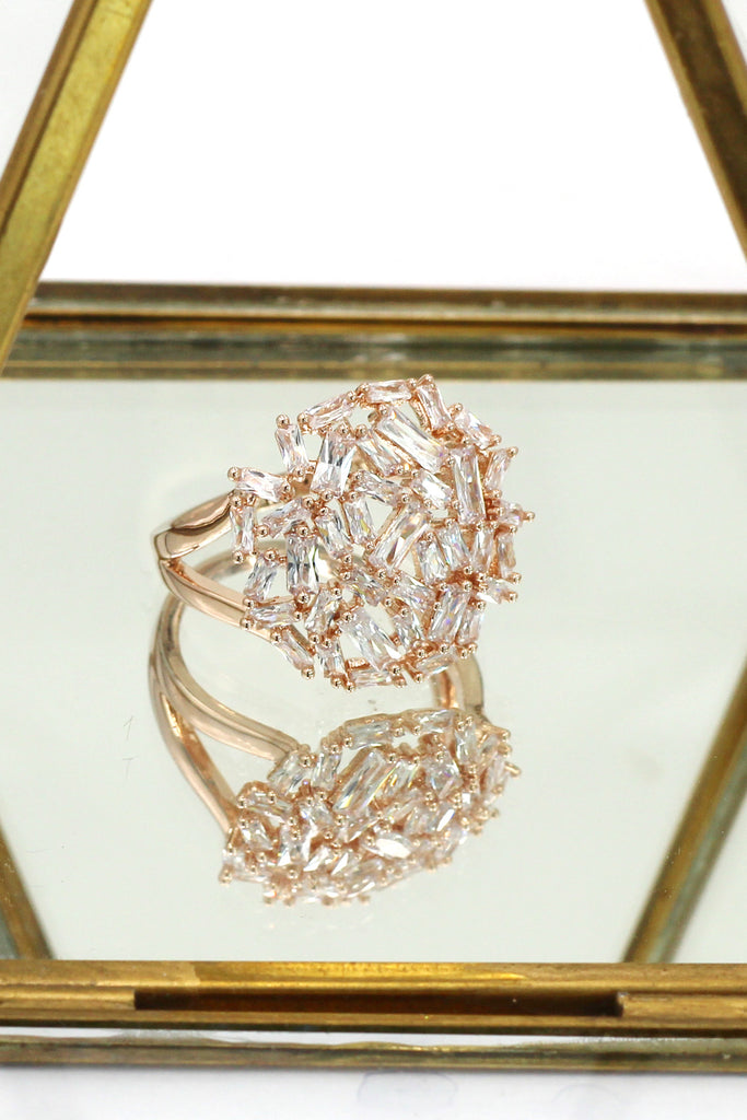 fashion small square crystal ring