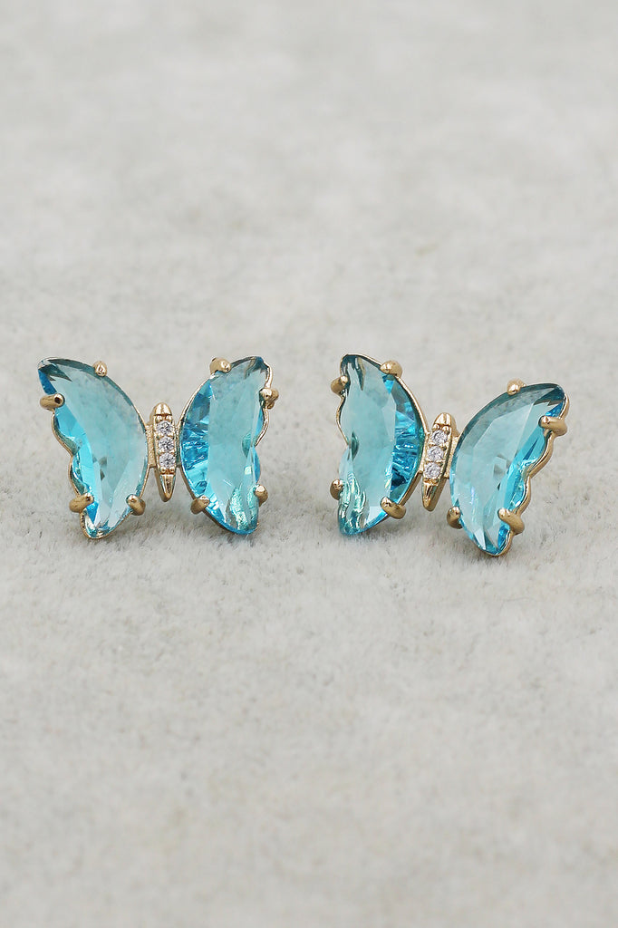 simple colorful crystal butterfly earrings