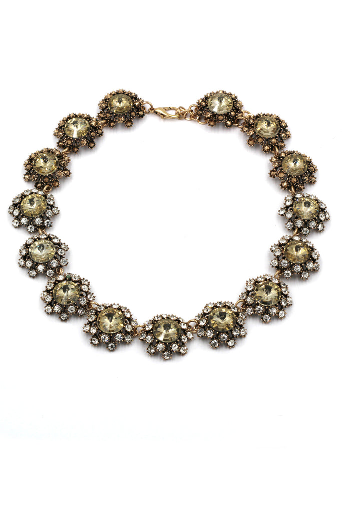 elegant colorful crystal flower necklace earring sets