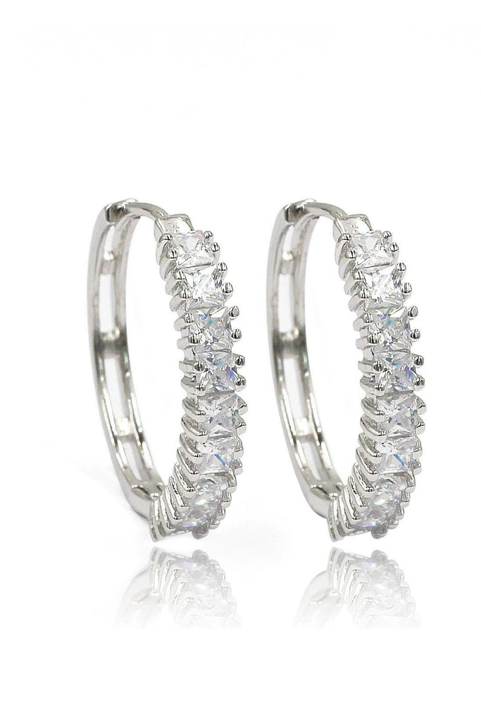 silver lined crystal earrings ring set
