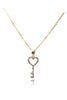 simple heart key crystal necklace