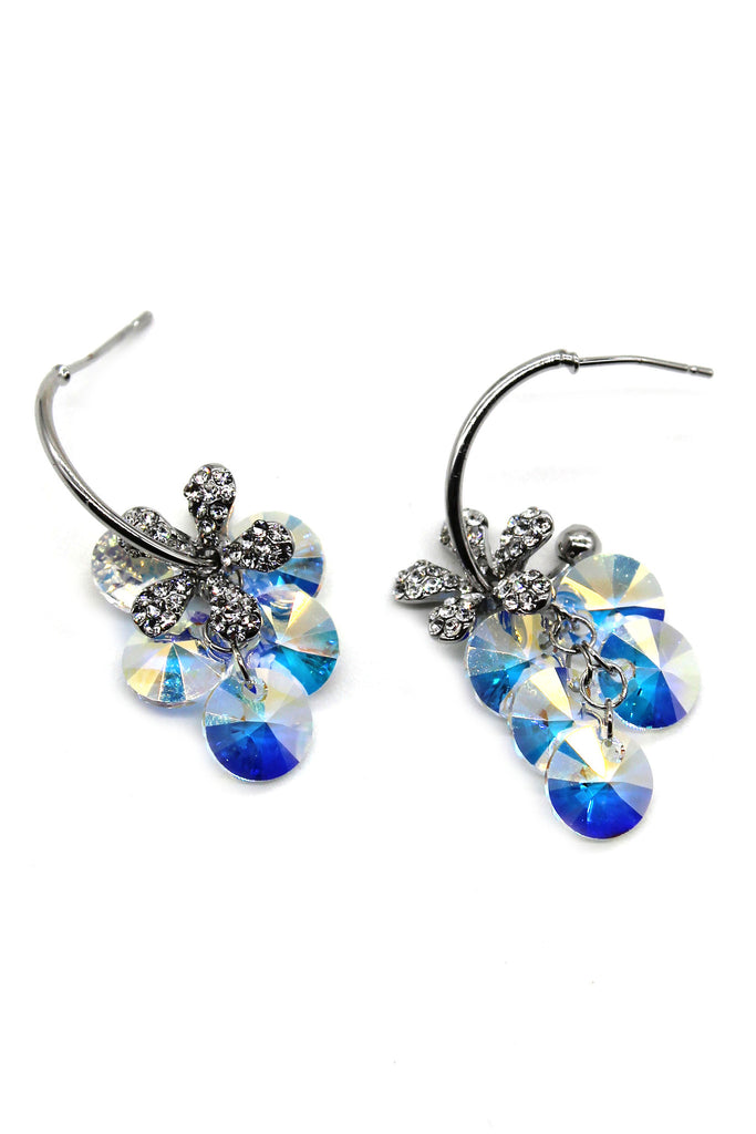 sweety swarovski crystal silver flower earrings