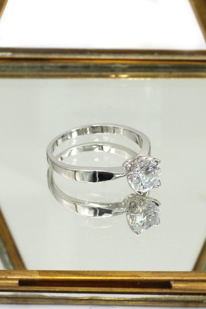 love crystal silver ring