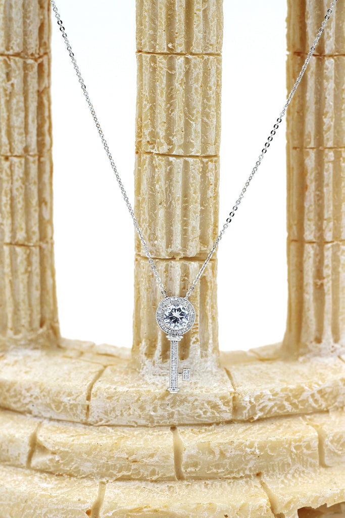 fashion key necklace earrings crystal set