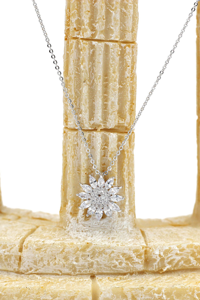 fashion sunflower crystal necklace earrings set