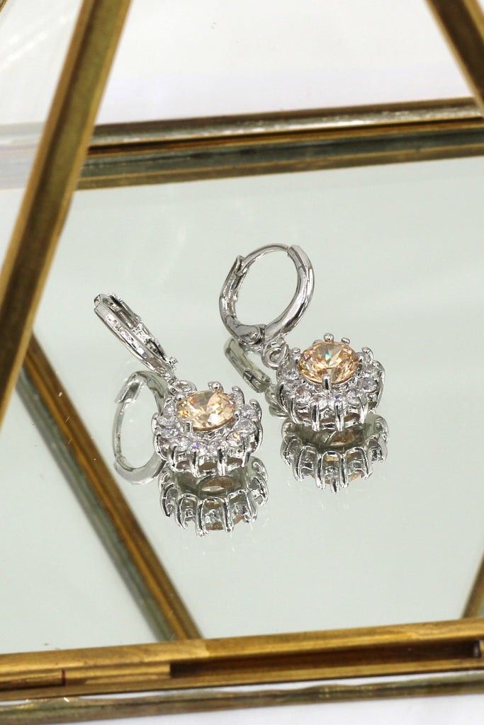 lovely pendant color crystal sun silver earrings