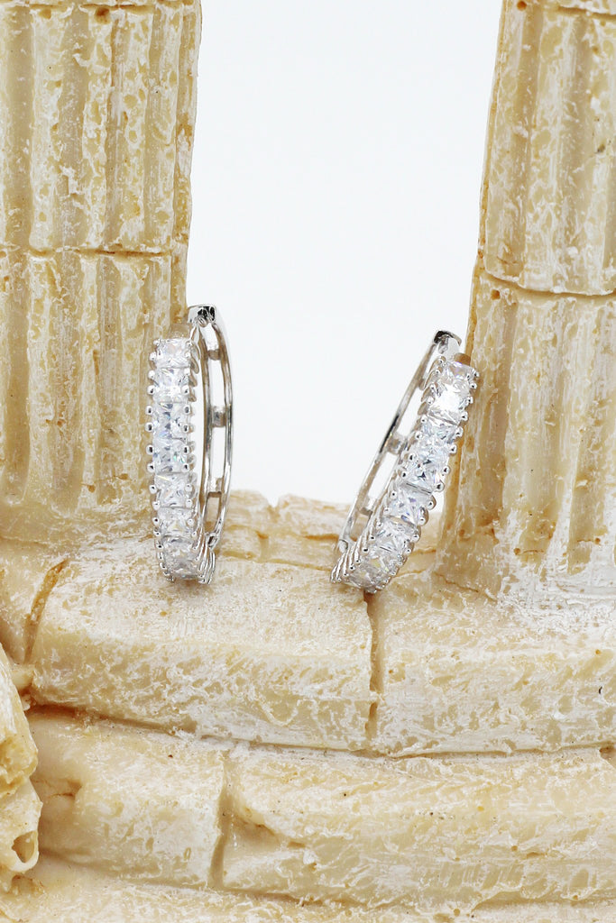 fashion big circle crystal silver earrings