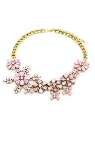 Colorful crystal golden necklace