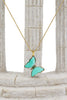 simple colorful crystal butterfly single necklace