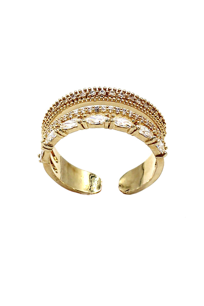 Fashion golden shiny crystal bracelet ring set