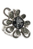 silver gray crystal flower ring