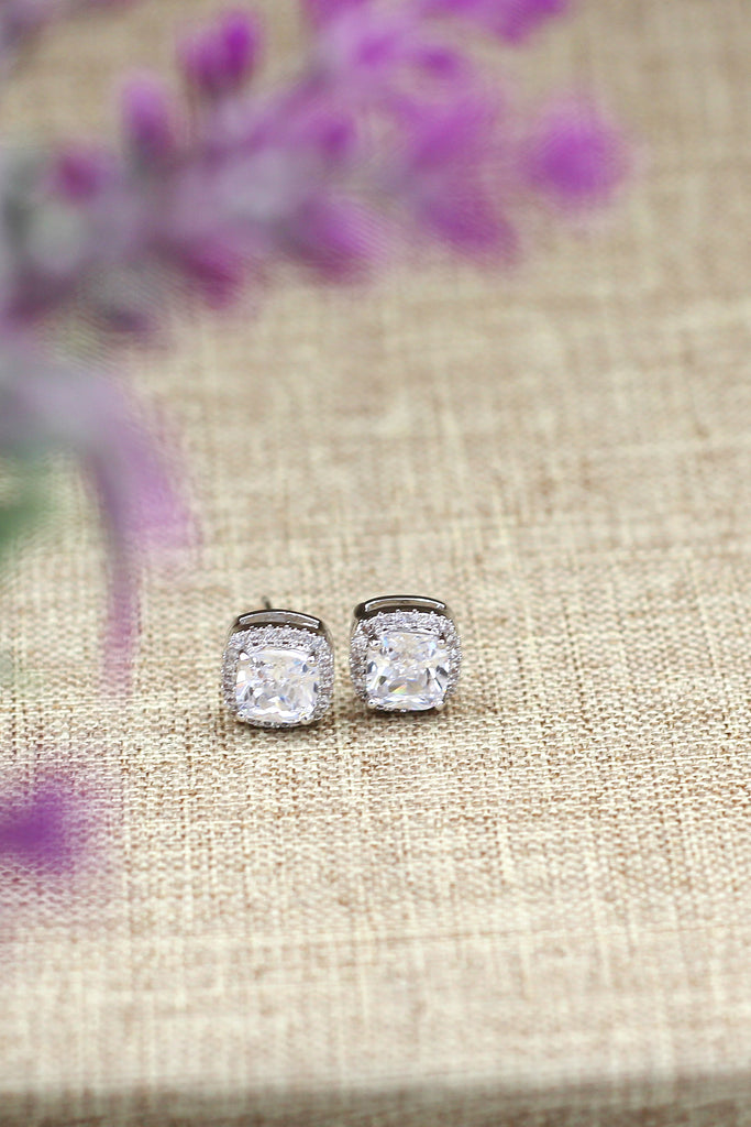 silver small square crystal set
