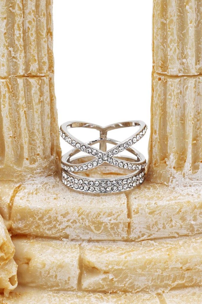 fashion Hat crystal silver ring