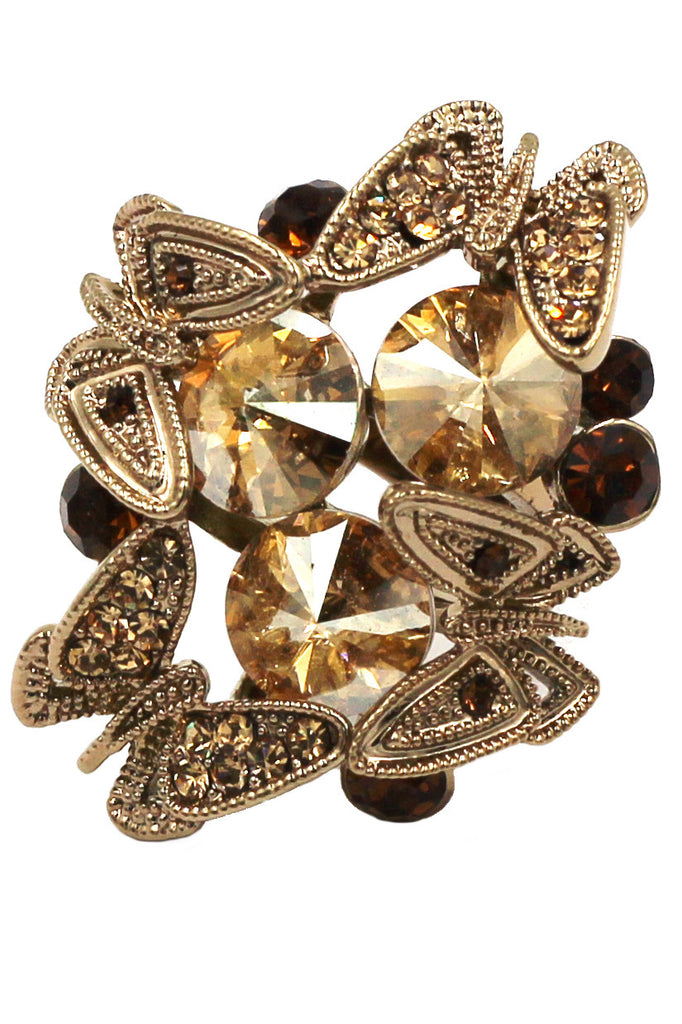 Crystal Butterfly tricolor rings