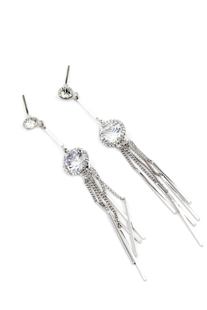 shiny crystal bracelet tassel earring set