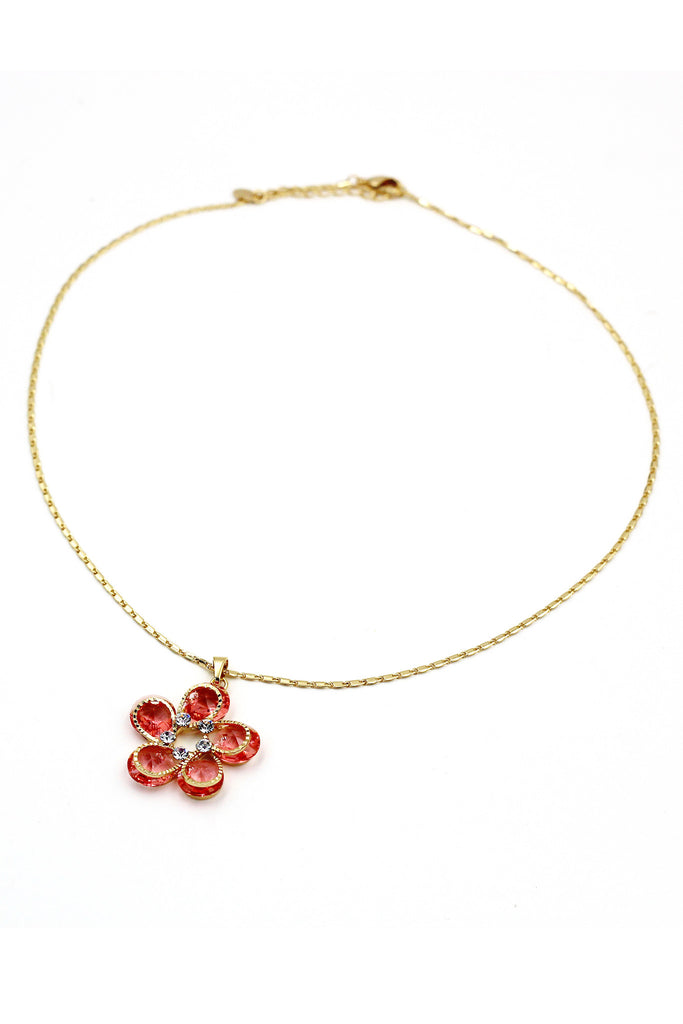 Flower crystal Gold necklace