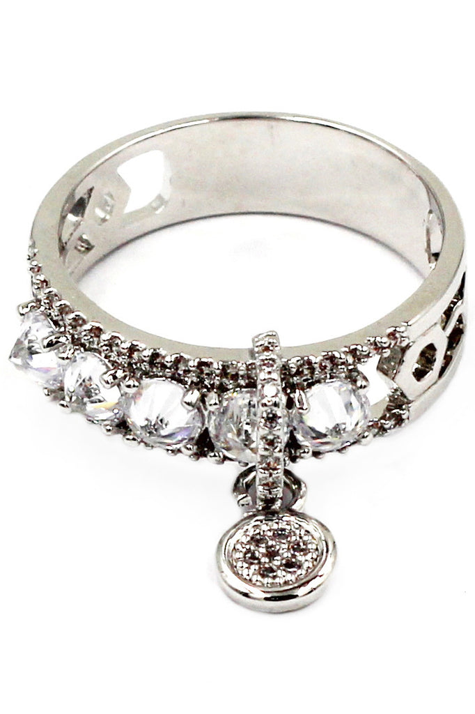 elegant pendant crystal silver ring