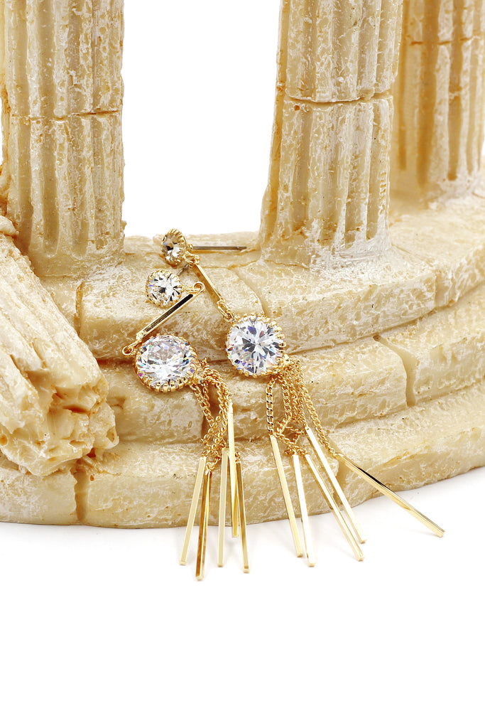 elegant long tassel crystal earrings