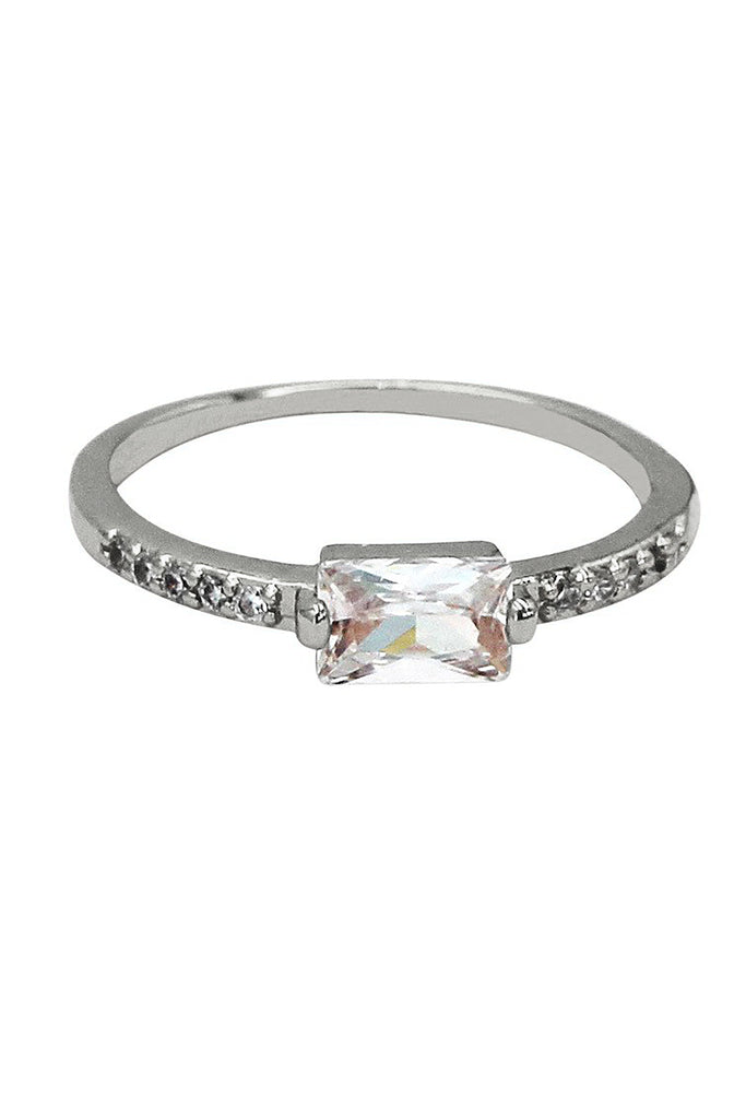 simple sidelong crystal ring