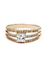 fashion square middle crystal gold ring