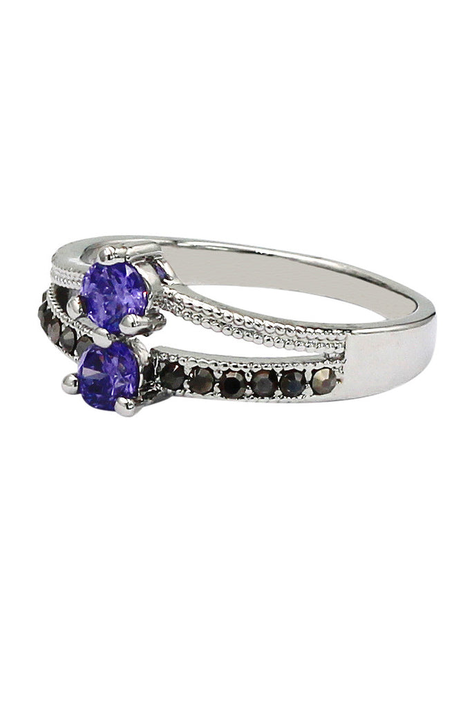 colourful small crystal silver ring