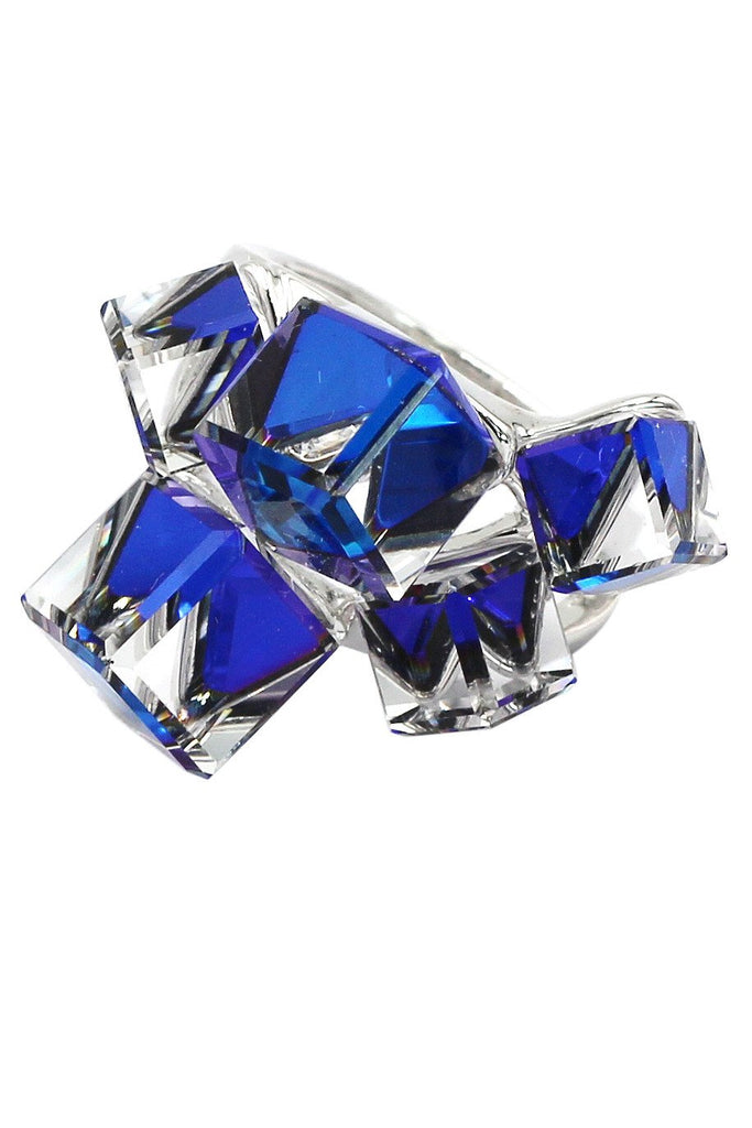 blue crystal necklace ring set