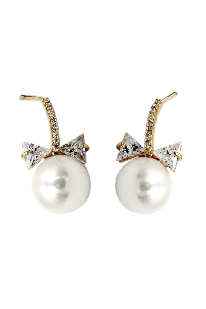 pendant pearl crystal bow earrings